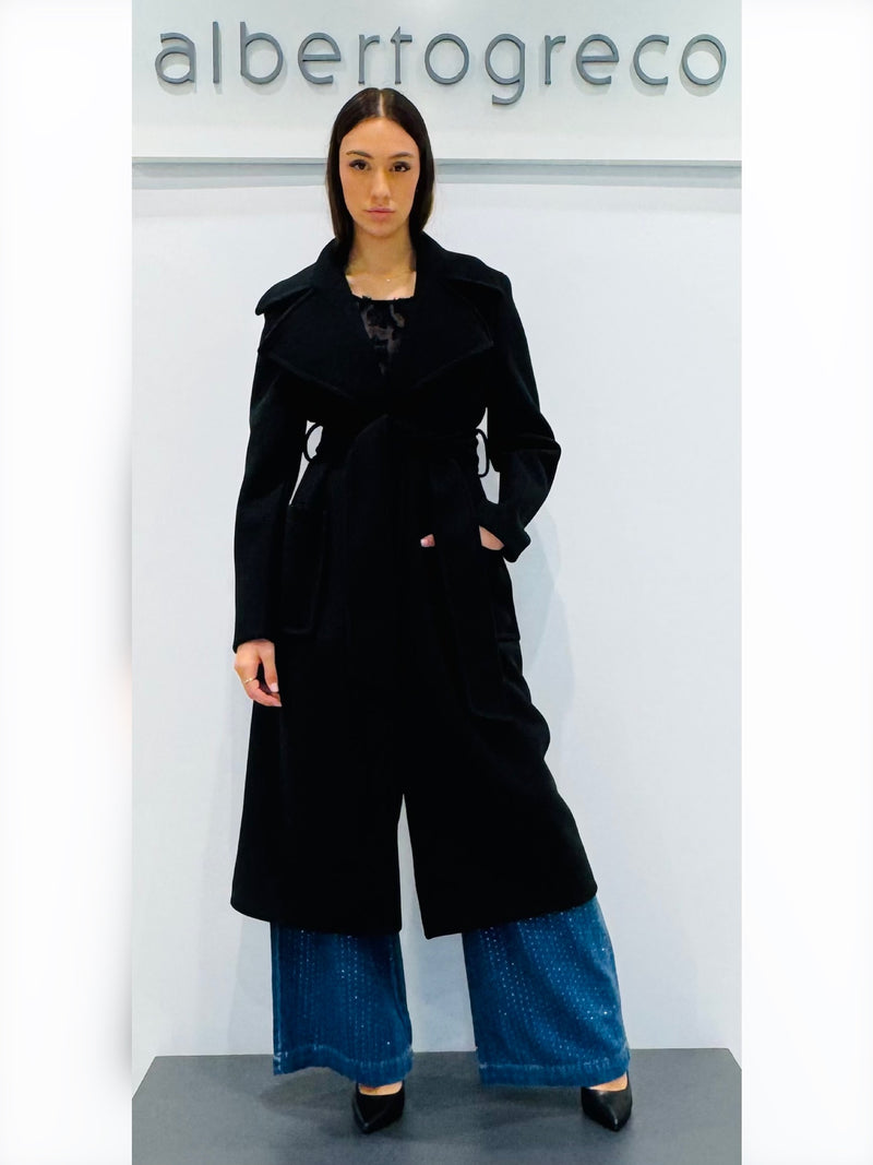 Cappotto un bottone con cintura in vita