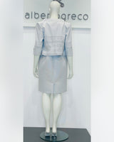 Completo tubino e giacca in tessuto damascato goffrato