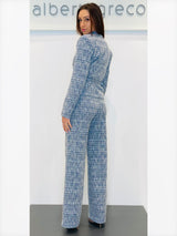 Pantaloni palazzo donna in tessuto goffrato