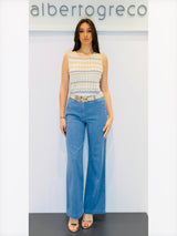 Top in maglia motivo a zig zag