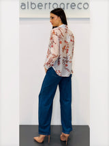 Camicia in fantasia gessato floreale