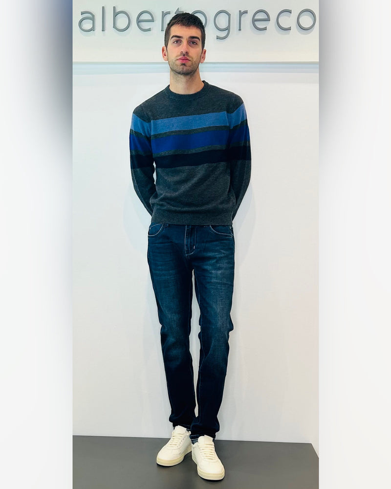 Maglia uomo a righe multicolor