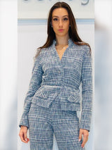 Giacca collo a coreana con cintura in vita