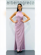 Abito lungo a sirena in raso