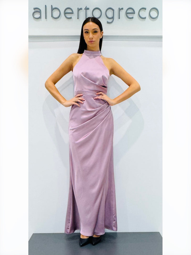 Abito lungo a sirena in raso