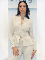 Giacca collo a coreana con drappeggio in vita