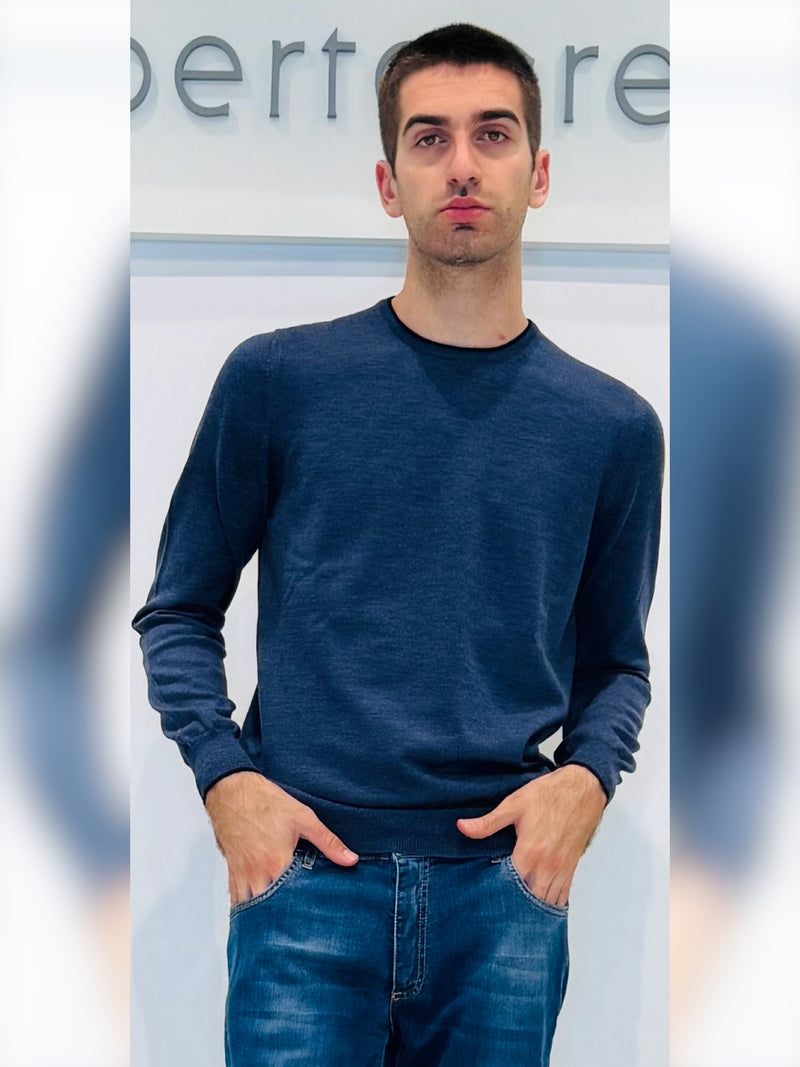 Maglia uomo girocollo in lana con toppe