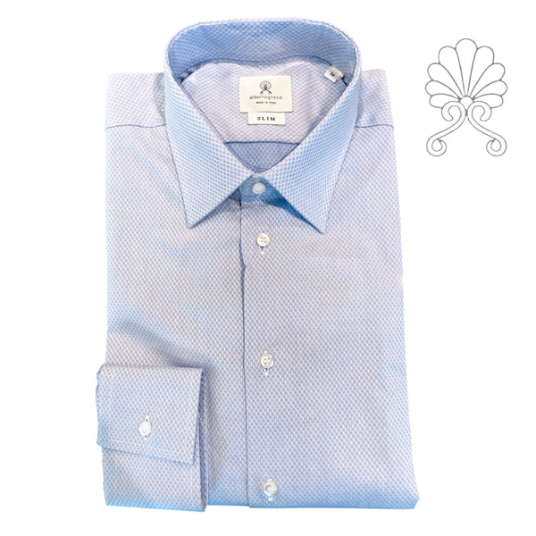 Camicia uomo in tessuto operato azzurro
