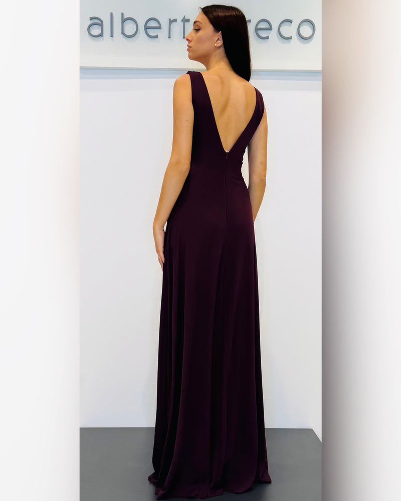 Abito lungo con scollo a V in jersey