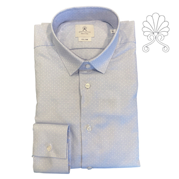 Camicia uomo in tessuto micro operato azzurro