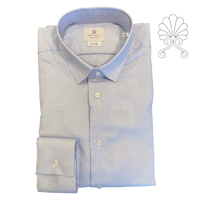 Camicia uomo in tessuto micro operato azzurro
