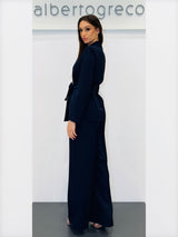 Tailleur pantaloni con giacca con cintura annodabile