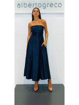 Abito bustier midi in raso