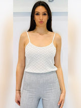 Top in maglia motivo a zig zag
