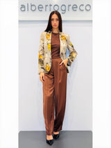 Giacca in raso fantasia un bottone