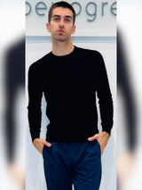 Maglia uomo girocollo leggera in misto lana