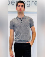Polo in maglia in filato fiammato misto lino
