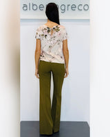 Blusa fantasia floreale con manica corta