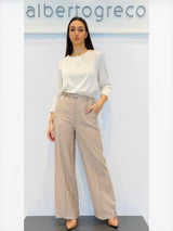 Pantaloni palazzo donna in tessuto goffrato