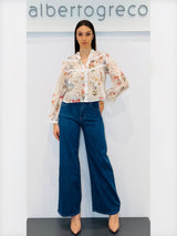 Camicia crop in fantasia floreale