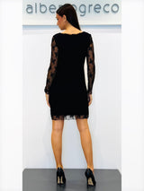 Abito corto in pizzo con manica