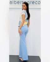 Pantaloni in crepe con dettagli in raso