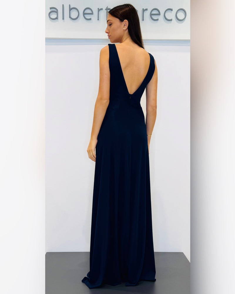 Abito lungo con scollo a V in jersey