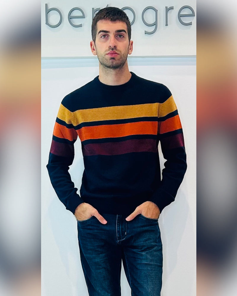 Maglia uomo a righe multicolor