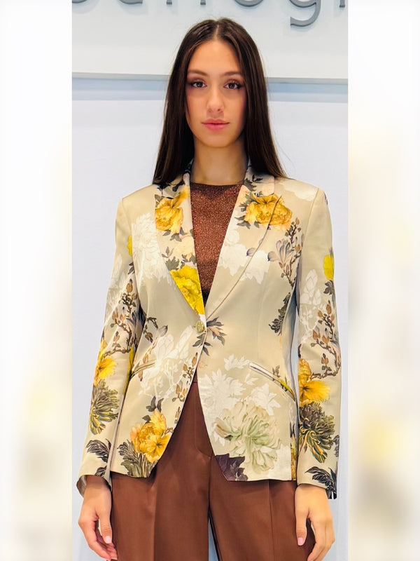 Giacca in raso fantasia un bottone