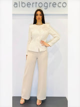 Giacca girocollo in tessuto tweed
