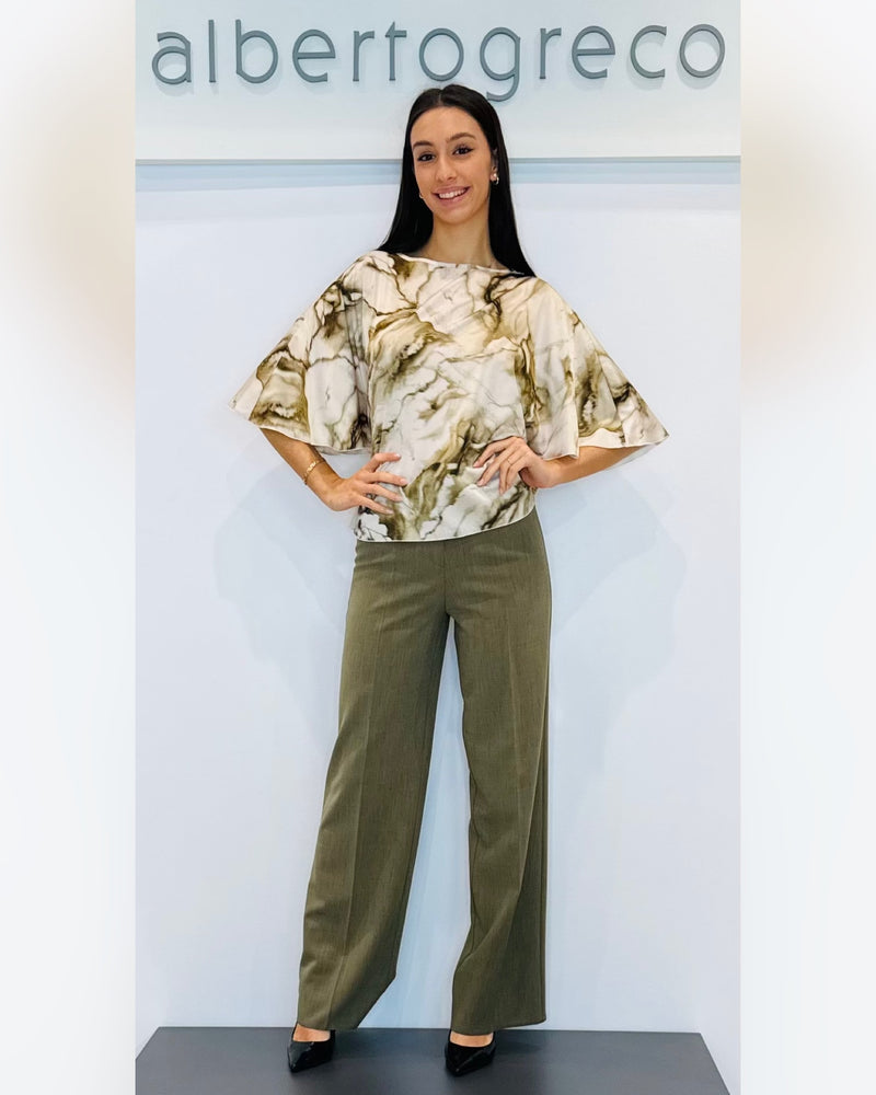 Blusa in raso opaco fantasia
