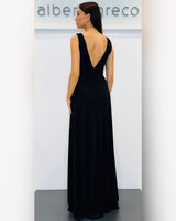 Abito lungo con scollo a V in jersey