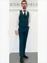 Completo cerimonia con giacca con motivo in raso su davanti