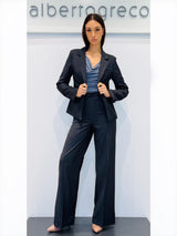 Pantaloni a palazzo gessato