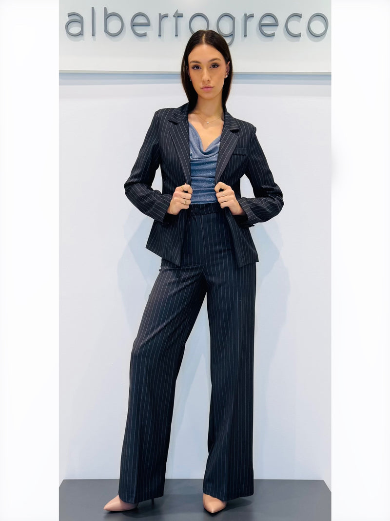 Pantaloni a palazzo gessato