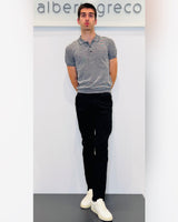 Polo in maglia in filato fiammato misto lino