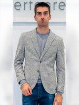 Giacca in panno jersey micro quadro sfumato