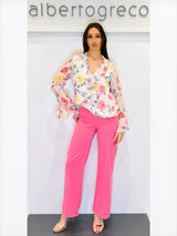 Blusa fantasia scollo a V con rouches