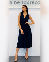 Abito midi con scollo a V in jersey