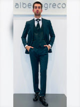 Completo cerimonia con giacca con motivo in raso su davanti