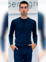 Maglia uomo girocollo leggera in misto lana