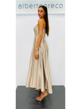 Abito bustier midi in raso