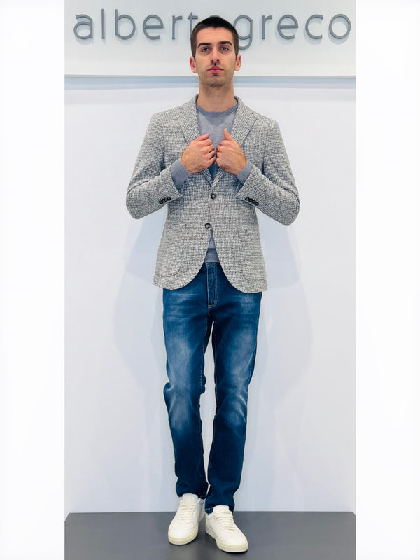 Giacca in panno jersey micro quadro sfumato