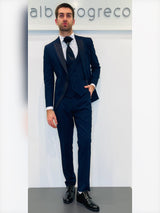 Completo cerimonia con giacca con rever con inserto in raso