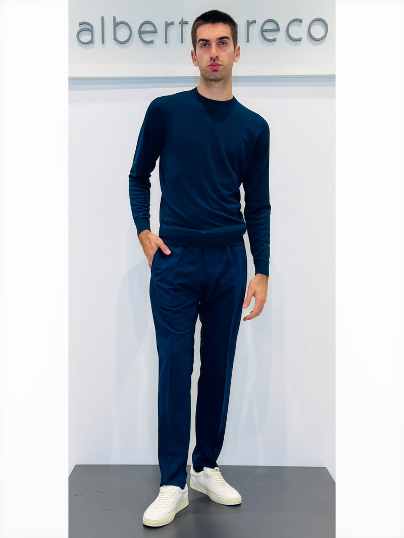 Maglia uomo girocollo leggera in misto lana