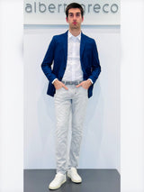 Giacca due bottoni in tessuto fiammato misto lana