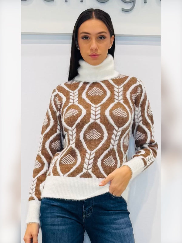 Maglia dolcevita jacquard
