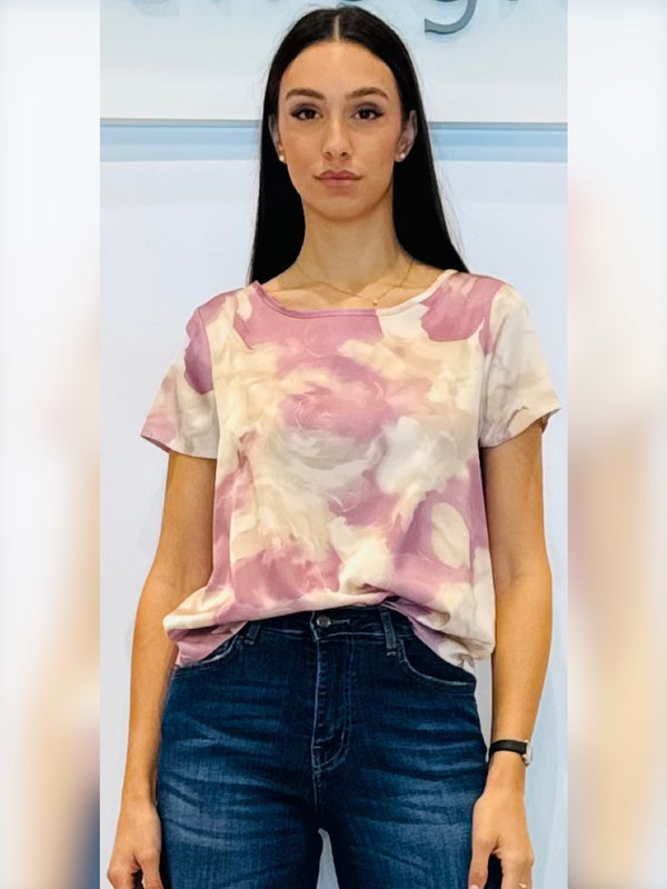 Blusa con manica corta fantasia