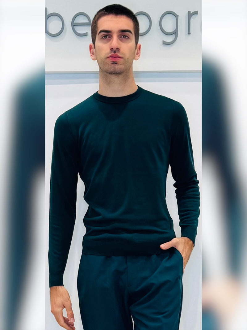 Maglia uomo girocollo leggera in misto lana