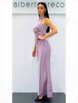 Abito lungo a sirena in raso